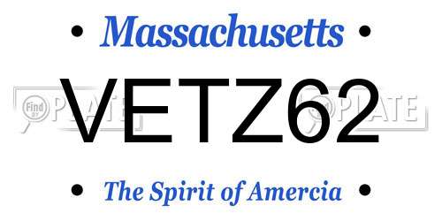 VETZ62 Massachusetts License Plate