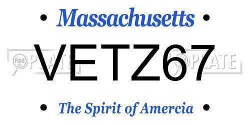 VETZ67 Massachusetts License Plate