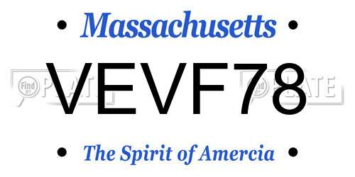 VEVF78 Massachusetts License Plate