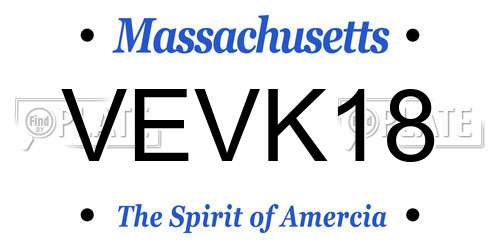 VEVK18 Massachusetts License Plate