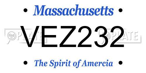 VEZ232 Massachusetts License Plate
