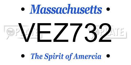 VEZ732 Massachusetts License Plate