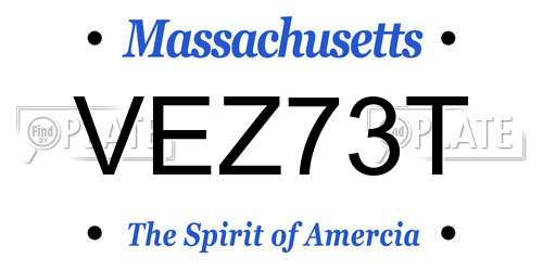 VEZ73T Massachusetts License Plate