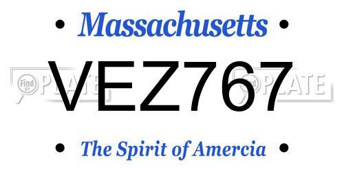VEZ767 Massachusetts License Plate