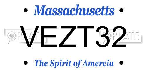 VEZT32 Massachusetts License Plate