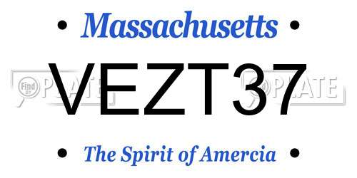 VEZT37 Massachusetts License Plate