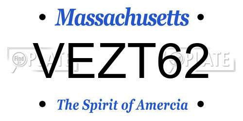 VEZT62 Massachusetts License Plate