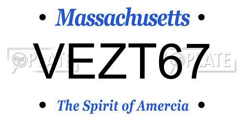 VEZT67 Massachusetts License Plate