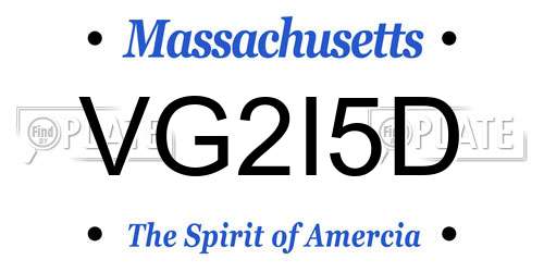 VG2I5D Massachusetts License Plate