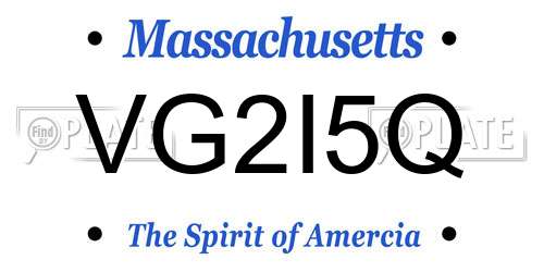 VG2I5Q Massachusetts License Plate