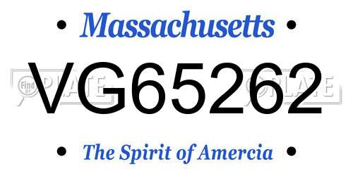 VG65262 Massachusetts License Plate