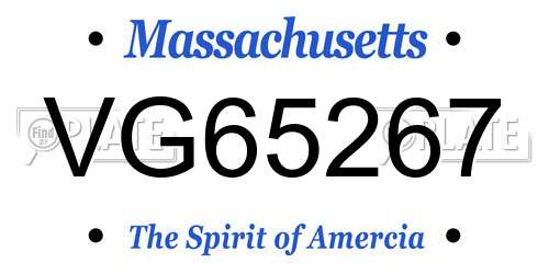 VG65267 Massachusetts License Plate