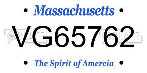 VG65762 Massachusetts License Plate