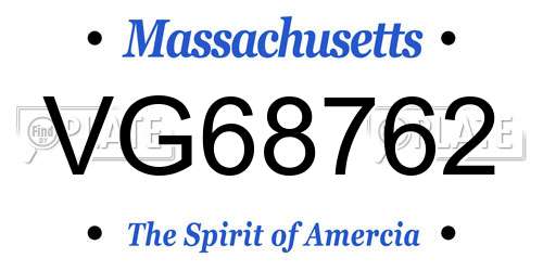 VG68762 Massachusetts License Plate
