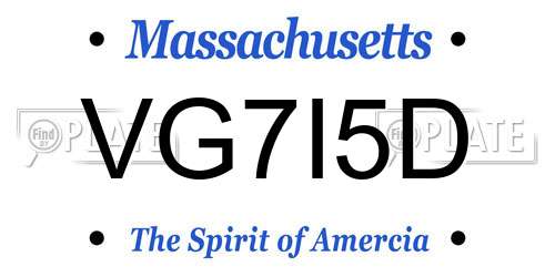 VG7I5D Massachusetts License Plate