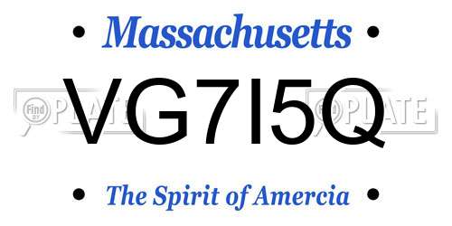VG7I5Q Massachusetts License Plate