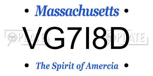 VG7I8D Massachusetts License Plate