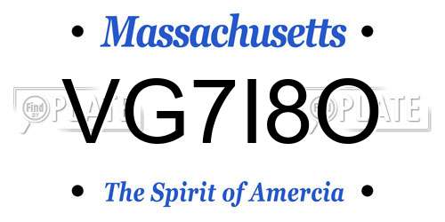 VG7I8O Massachusetts License Plate