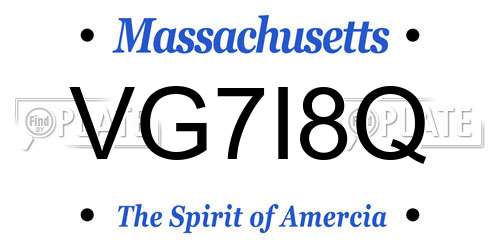 VG7I8Q Massachusetts License Plate