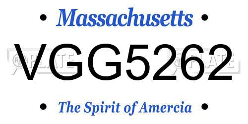 VGG5262 Massachusetts License Plate