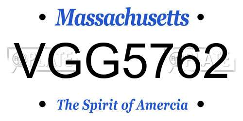 VGG5762 Massachusetts License Plate