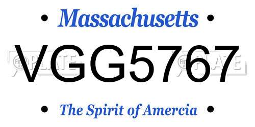 VGG5767 Massachusetts License Plate