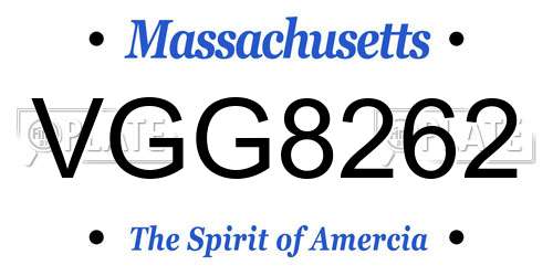 VGG8262 Massachusetts License Plate