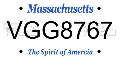 VGG8767 Massachusetts License Plate