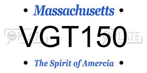 VGT150 Massachusetts License Plate