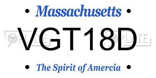 VGT18D Massachusetts License Plate