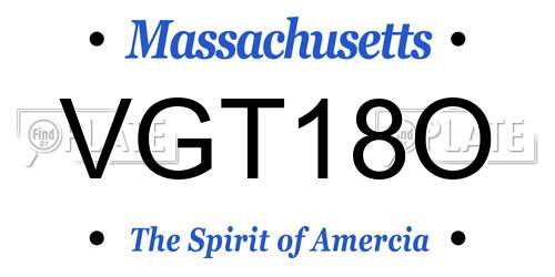 VGT18O Massachusetts License Plate