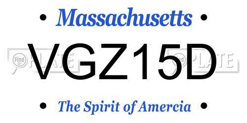 VGZ15D Massachusetts License Plate