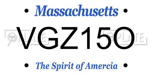 VGZ15O Massachusetts License Plate
