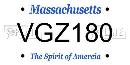 VGZ180 Massachusetts License Plate