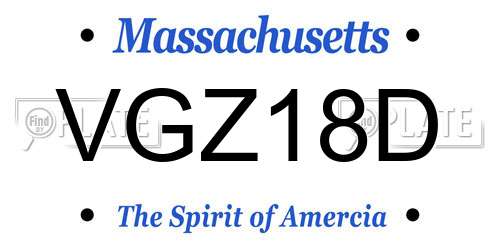 VGZ18D Massachusetts License Plate