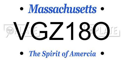 VGZ18O Massachusetts License Plate