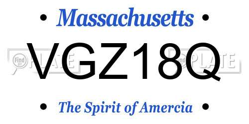 VGZ18Q Massachusetts License Plate