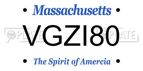 VGZI80 Massachusetts License Plate