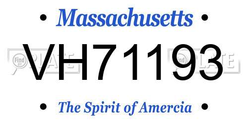 VH71193 Massachusetts License Plate