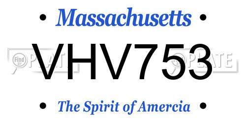 VHV753 Massachusetts License Plate