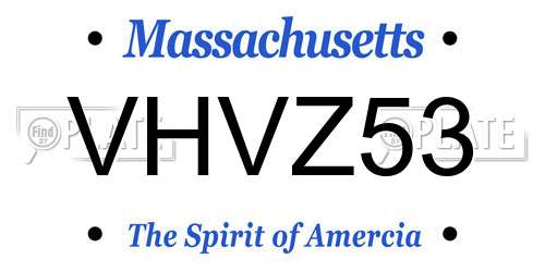 VHVZ53 Massachusetts License Plate