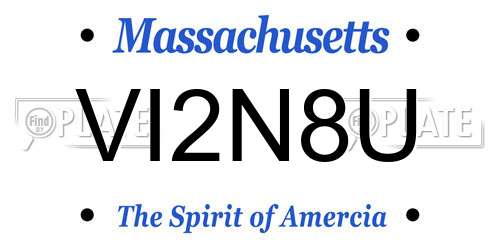 VI2N8U Massachusetts License Plate