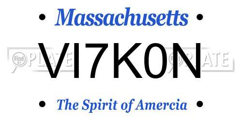 VI7K0N Massachusetts License Plate