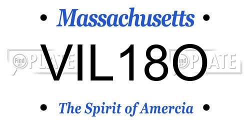 VIL18O Massachusetts License Plate