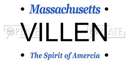 VILLEN Massachusetts License Plate
