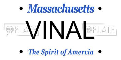 VINAL Massachusetts License Plate