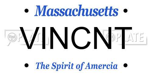 VINCNT Massachusetts License Plate