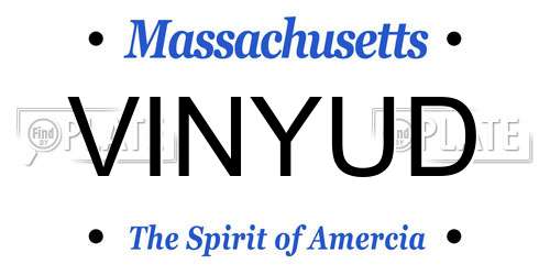 VINYUD Massachusetts License Plate