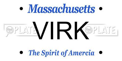 VIRK Massachusetts License Plate