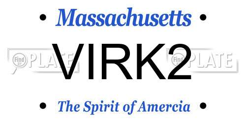 VIRK2 Massachusetts License Plate